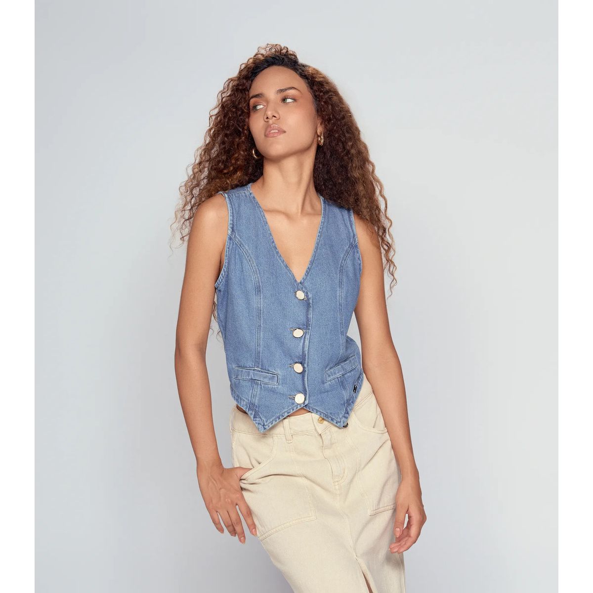DEREK - Chaleco Para Mujer En Indigo Con Proceso  Derek