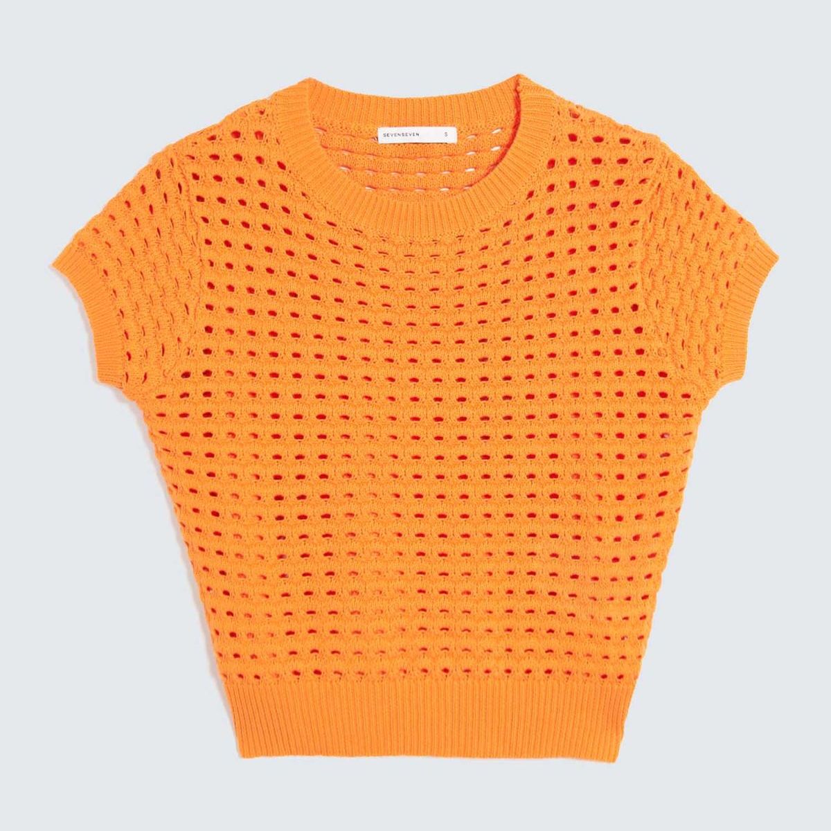 SEVEN SEVEN - Camiseta Tejido Desagujado  Para Mujer Naranja Seven Seven