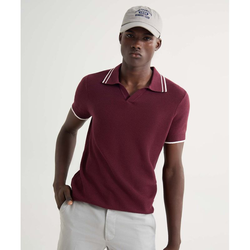 SEVEN SEVEN - Polo Para Hombre Cuello Tejido  Color Vino Marca Seven Seven #45110874