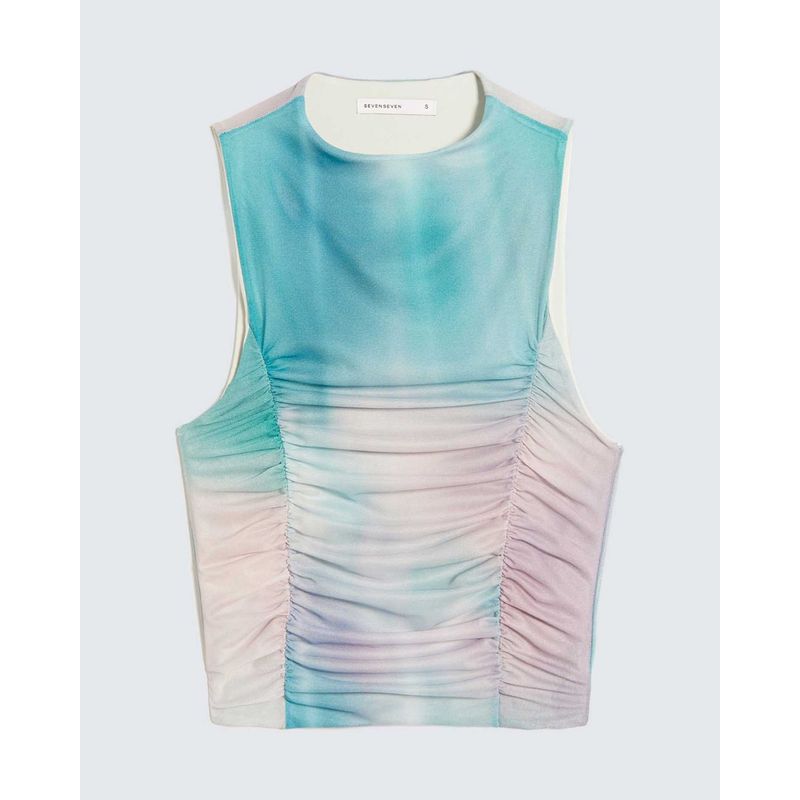 SEVEN SEVEN - Camiseta Para Mujer Manga Sisa Cuello Alto Color Azul Claro Marca Seven Seven #28096278