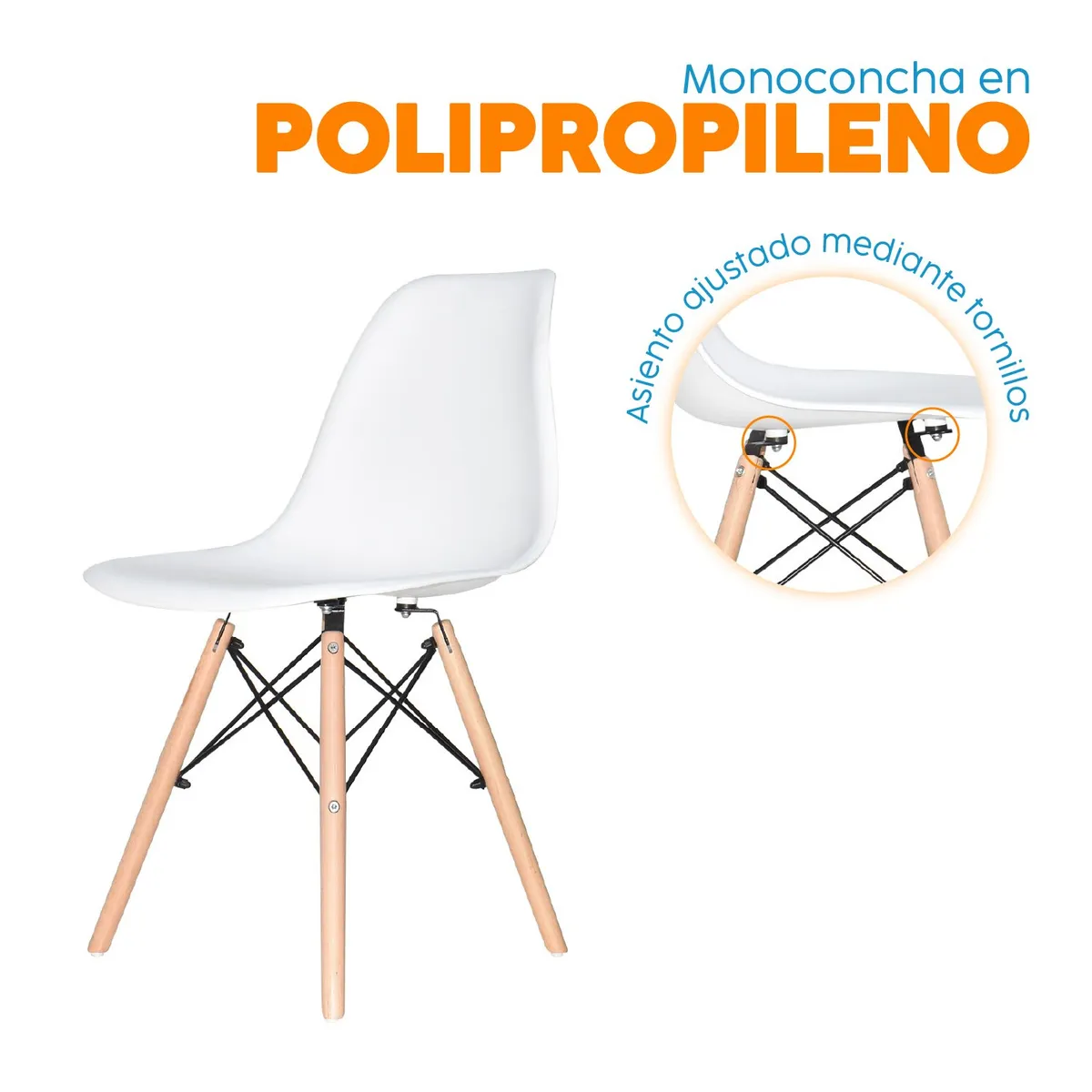 BONNO - Silla Auxiliar Eames Blanco Bonno