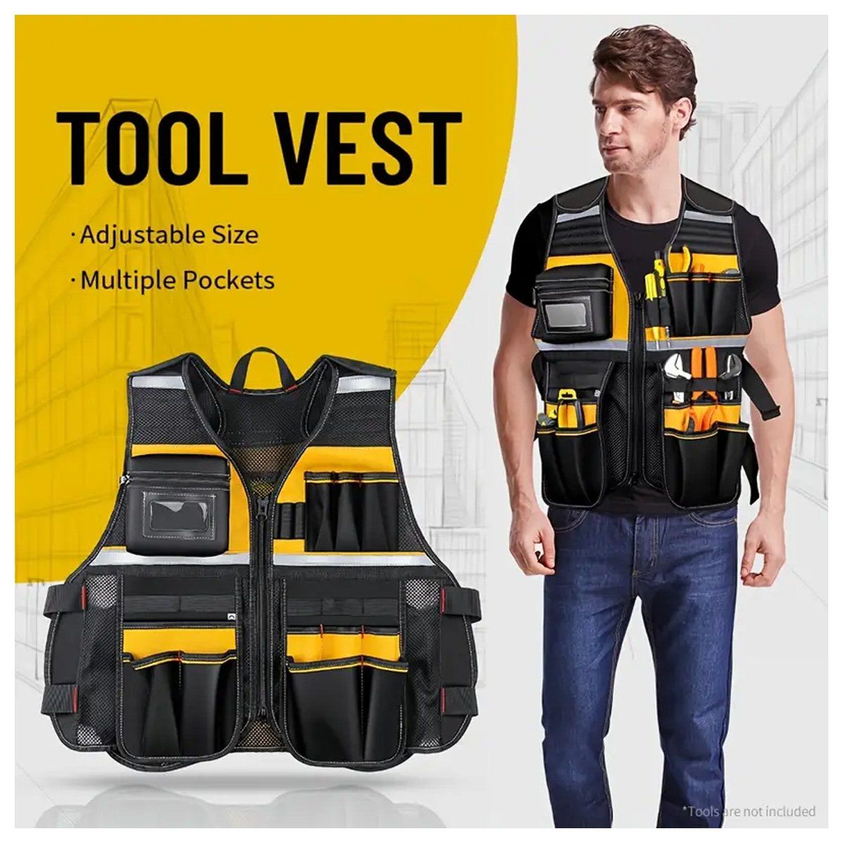 GENERICO - Chaleco Portaherramientas Trabajo Multifuncional Bolsillos