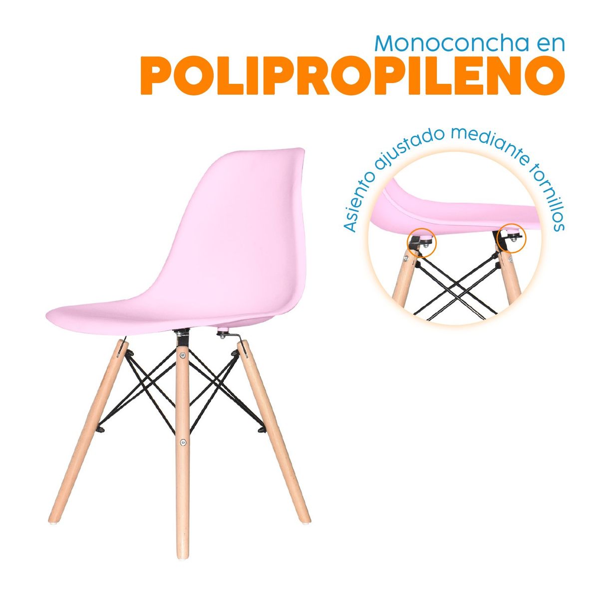 BONNO - Silla Auxiliar Eames Rosada Bonno