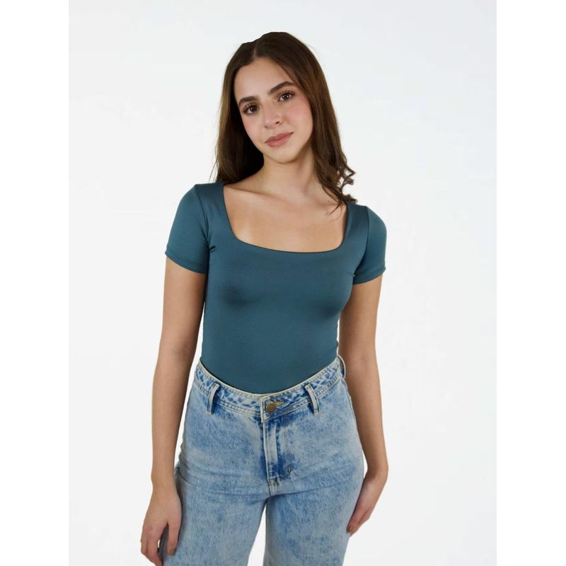 MOLGOA - Body para Mujer Cuello Cuadrado Manga Corta - The Couture