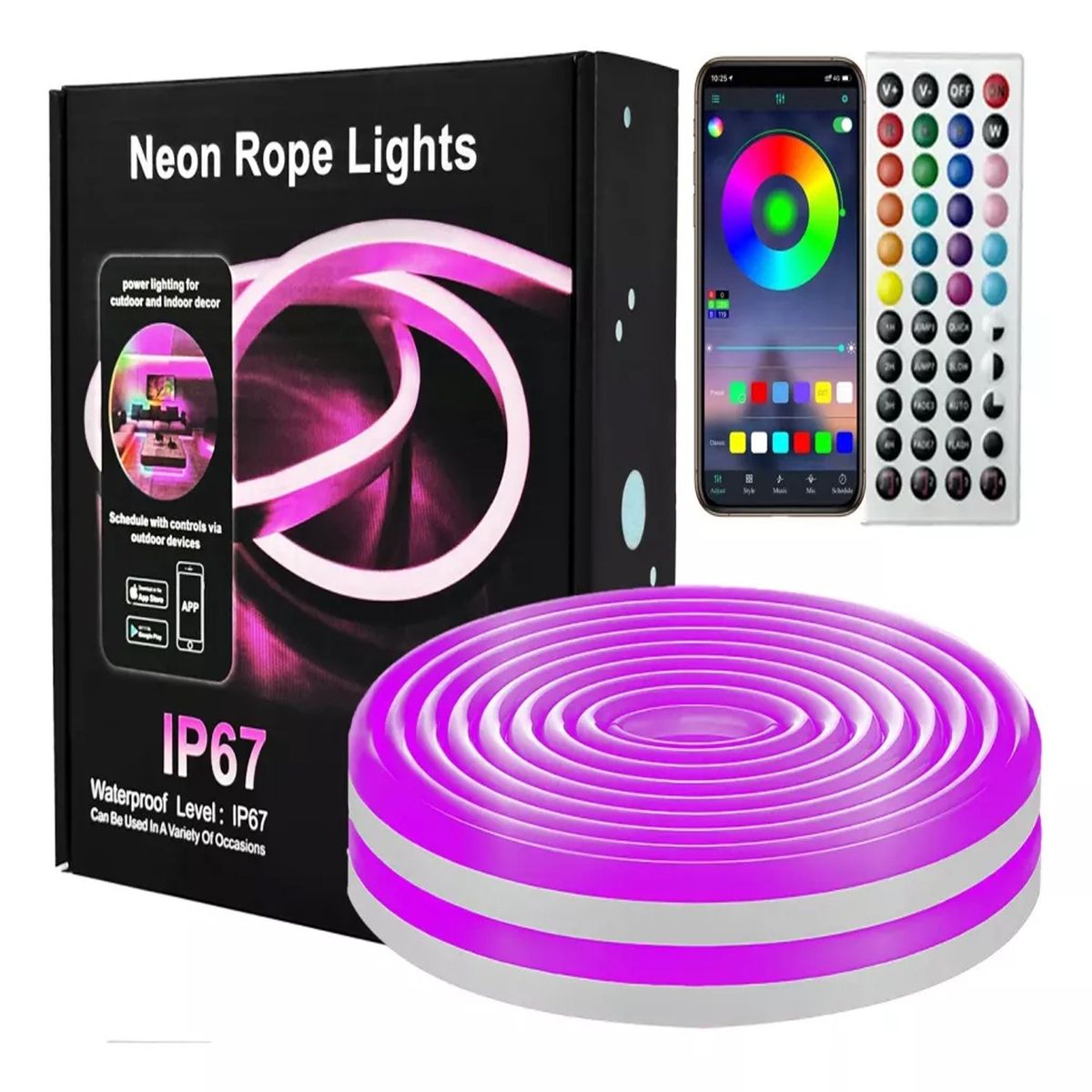 ONE PIXEL - Tira Luz Led Neon 10 Metros Rítmica Alexa Google Luz Rgb