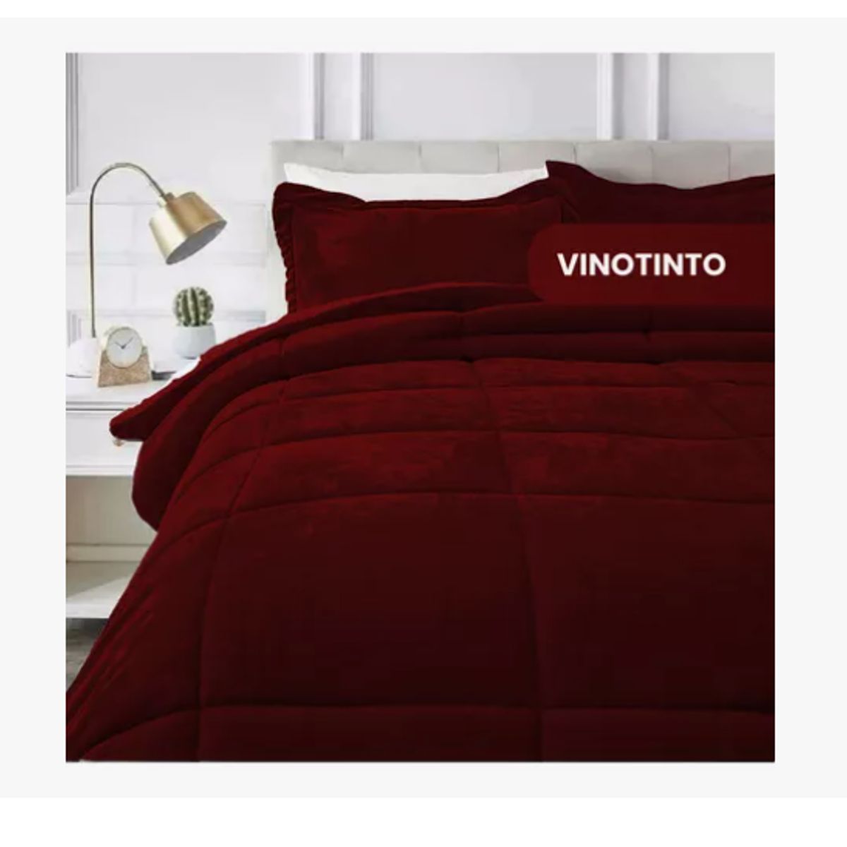 INNOVA - Cubrelecho Térmico Doble Funda Almohadas Cama Doble Inn Home Vinotinto