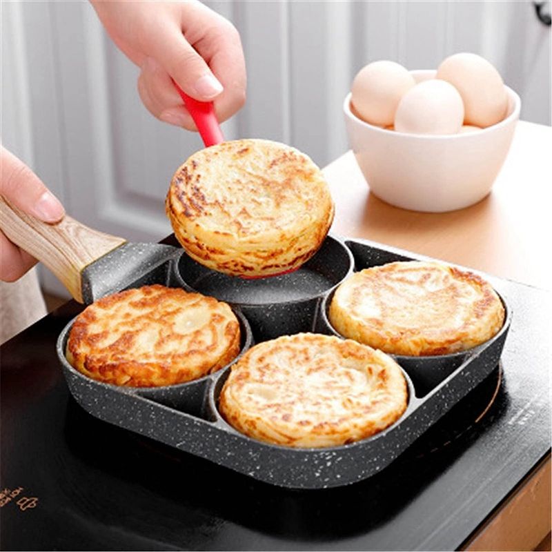 GENERICO - Sartén de Acero con 4 Puestos – Resistente y Práctico para tu Cocina