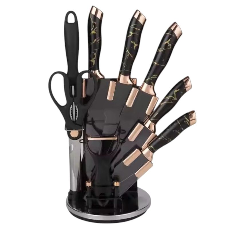 GENERICO - Set De Cuchillos Marmolizados Diseño Elegante Y Duradero