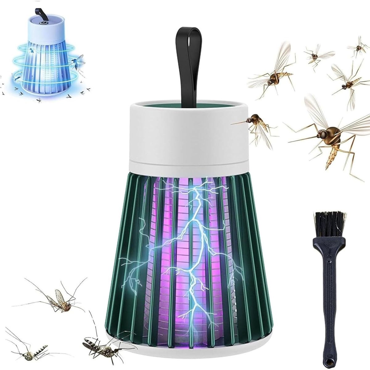 GENERAL - Lampara Mata Mosquitos Cepillo Limpieza USB Portatil Verde