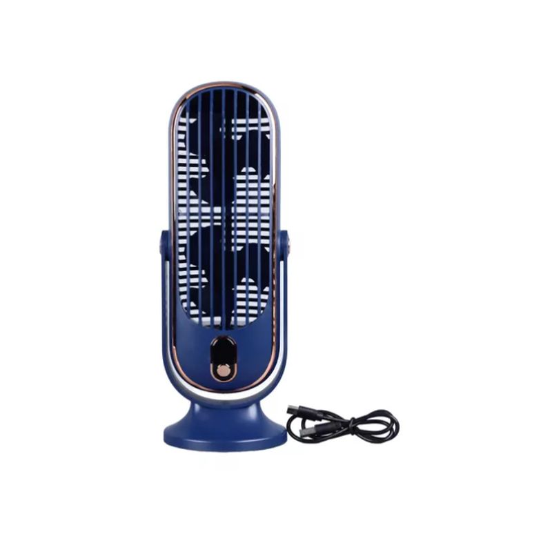 INNOVA - Mini Ventilador Mesa Escritorio Digital 5 Velocidades Recargable Azul