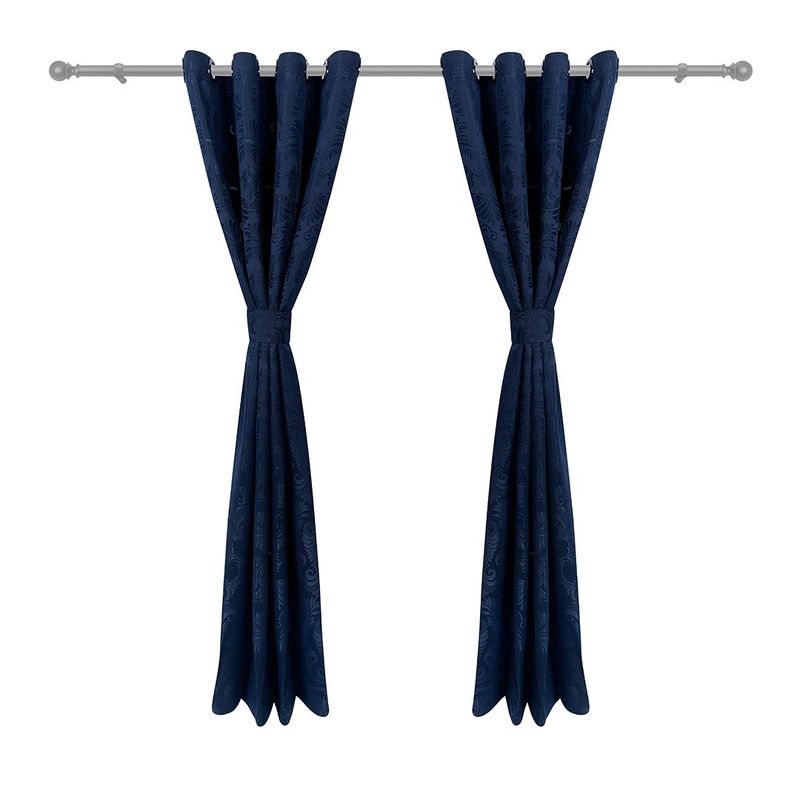 ADVANCE - Pack x2 Cortina de Aros Azul oscura En Jacquard 280 cms x 210 cms