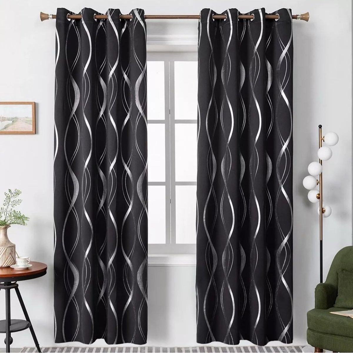 ONE PIXEL - Cortina Blackout Para Ventana Negra Con Diseño