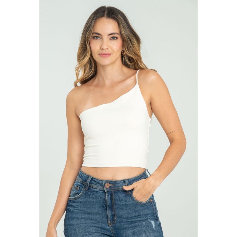 RAGGED - Top asimetrico Marfil Ragged
