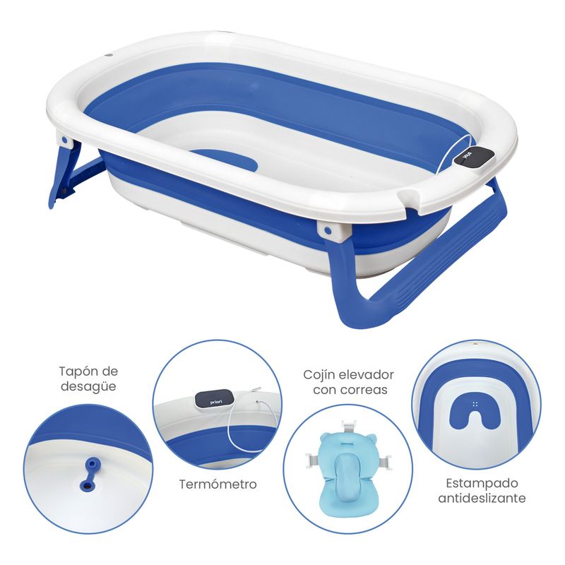 PRIORI - Bañera Bebe Plegable Portátil Lee Priori Azul