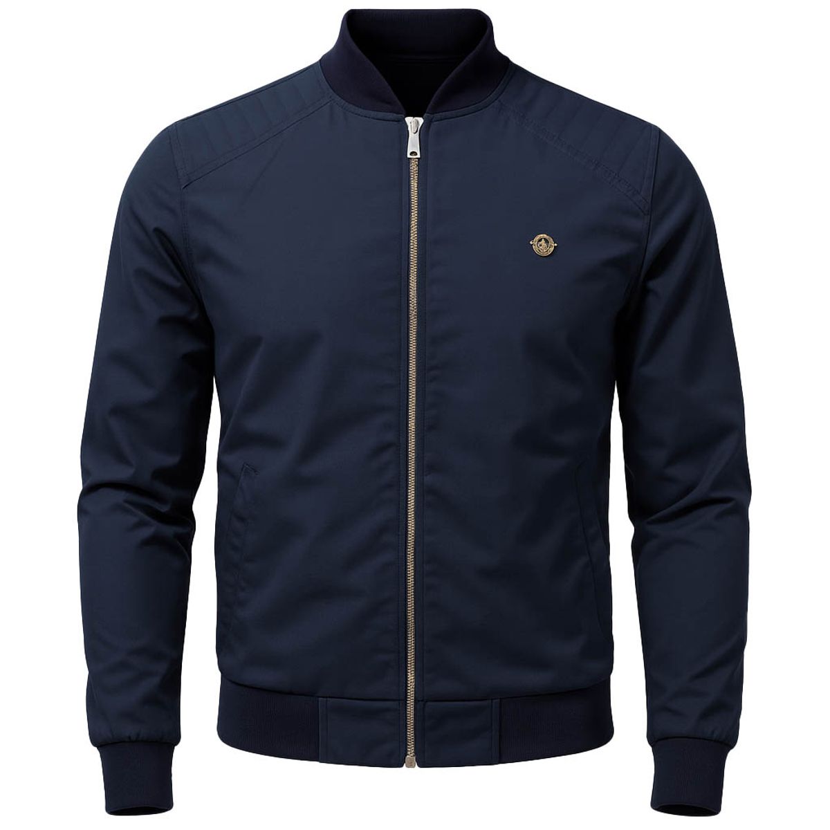 MODA EN CIRCUITO - Chaqueta Beisbolera en Dril Azul Oscuro para Hombre