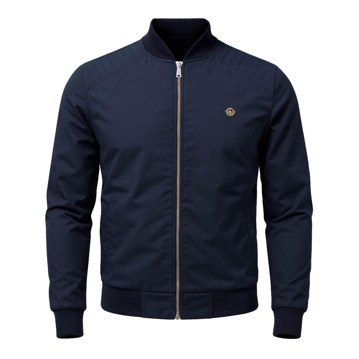MODA EN CIRCUITO - Chaqueta Beisbolera en Dril Azul Oscuro para Hombre