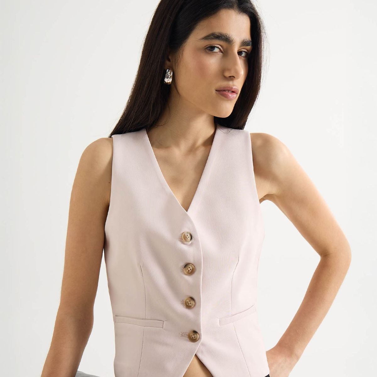 SEVEN SEVEN - Chaleco Para Mujer  Color Beige Marca Seven Seven #28250131