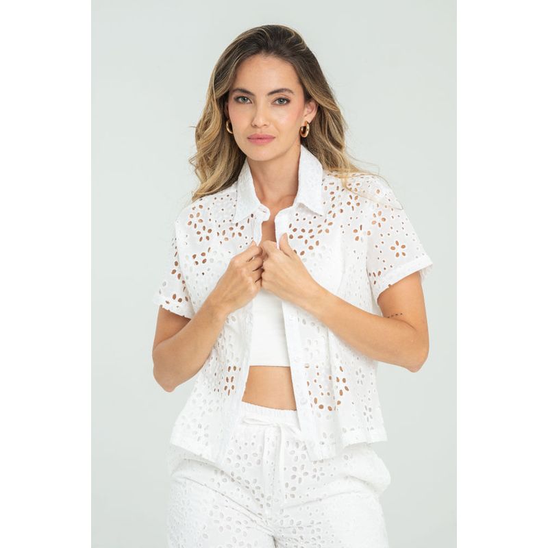 RAGGED - Blusa ojalillo misk Blanco crudo Ragged