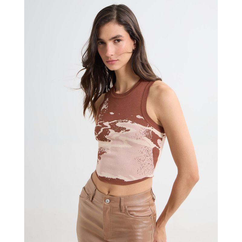 SEVEN SEVEN - Camiseta Para Mujer Manga Sisa Color Cafe Oscuro Marca Seven Seven #28096001