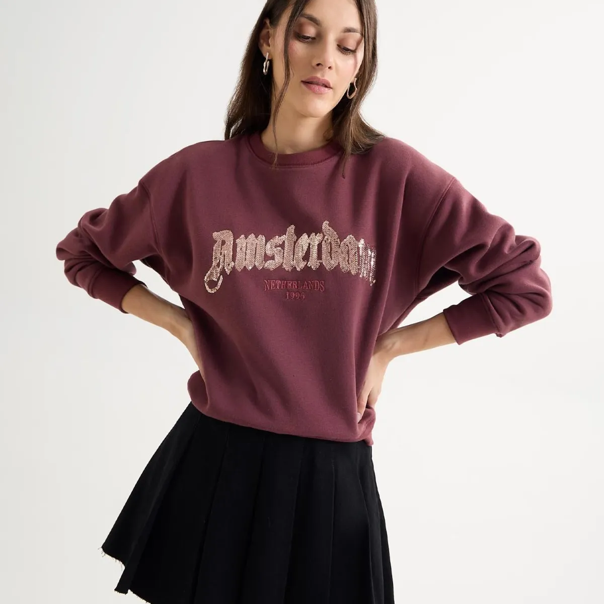 SEVEN SEVEN - Buzo Para Mujer Cuello Redondo Color Vino Marca Seven Seven #28060454