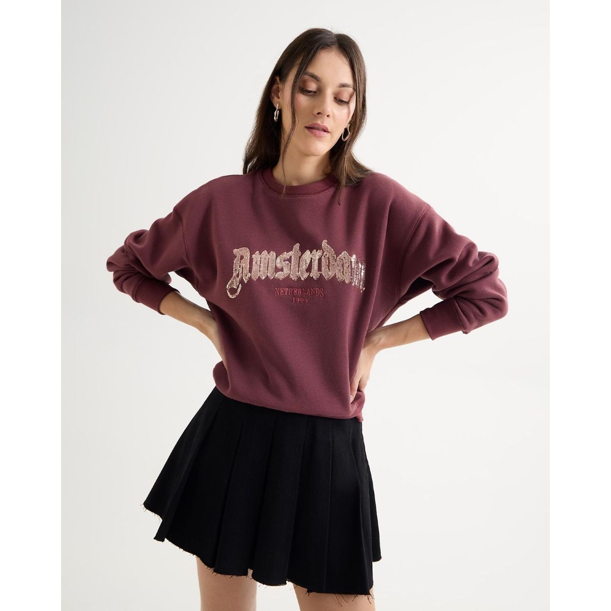 SEVEN SEVEN - Buzo Para Mujer Cuello Redondo Color Vino Marca Seven Seven #28060454