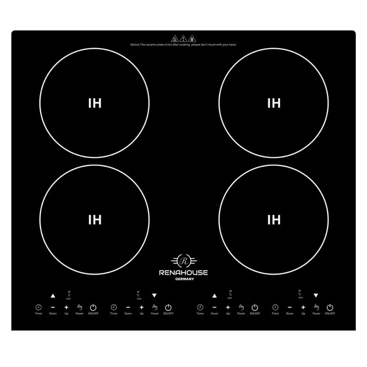 RENAHOUSE - Estufa De Inducción 3600w Renahouse 4 Puestos Moderno