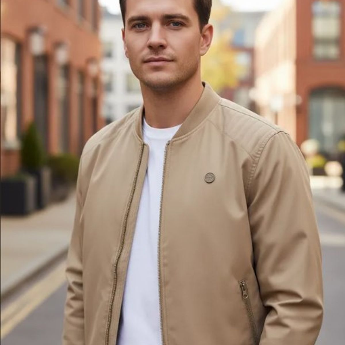 MODA EN CIRCUITO - Chaqueta Beisbolera en Dril Beige para Hombre