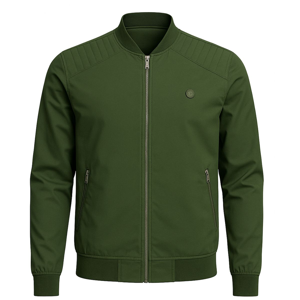 MODA EN CIRCUITO - Chaqueta Beisbolera en Dril Verde Militar para Hombre