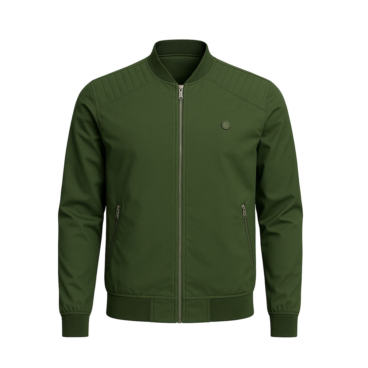 MODA EN CIRCUITO - Chaqueta Beisbolera en Dril Verde Militar para Hombre