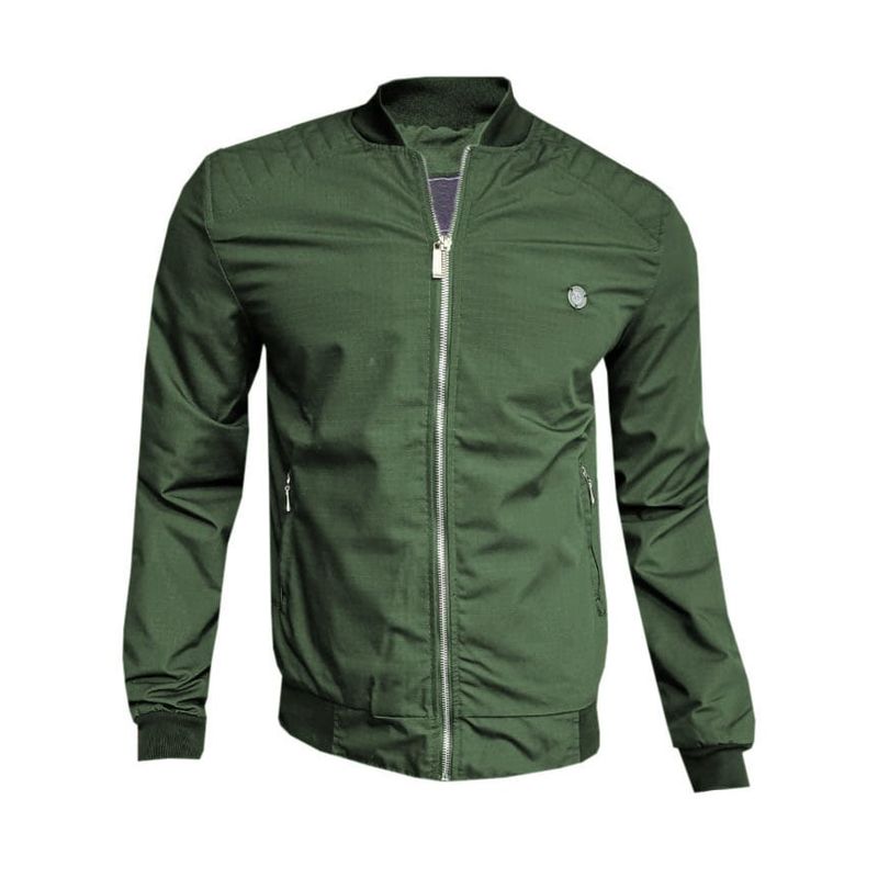 MODA EN CIRCUITO - Chaqueta Beisbolera en Dril Verde Militar para Hombre