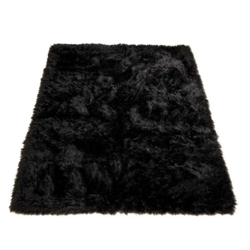 PIX LINK - Tapete Alfombra Peluda Habitación Pie De Cama 60X150cm Color Negro