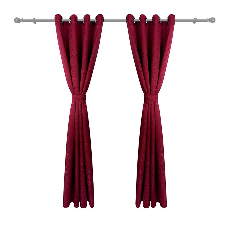 ADVANCE - Pack x2 Cortina de Aros Vinotinto En Jacquard 280 cms x 210 cms