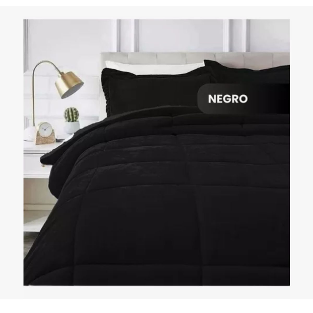 INNOVA - Cubrelecho Térmico Doble Funda Almohadas Cama Doble Inn Home Negro
