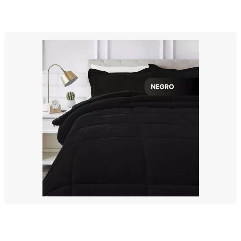 INNOVA - Cubrelecho Térmico Doble Funda Almohadas Cama Doble Inn Home Negro