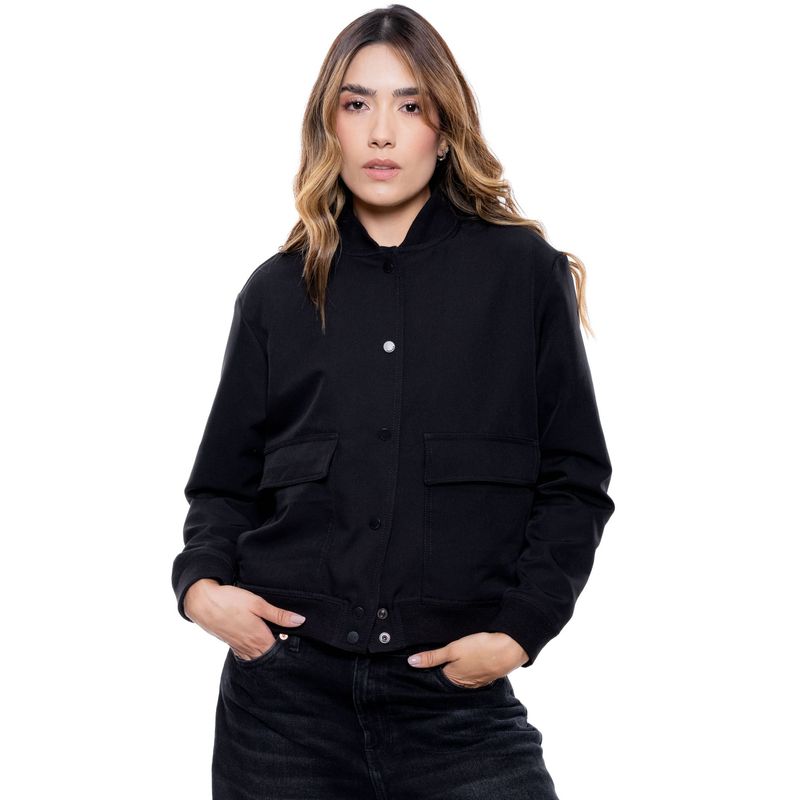 COLOR BLUE - Chaqueta Bomber Con broches Y Bolsillos