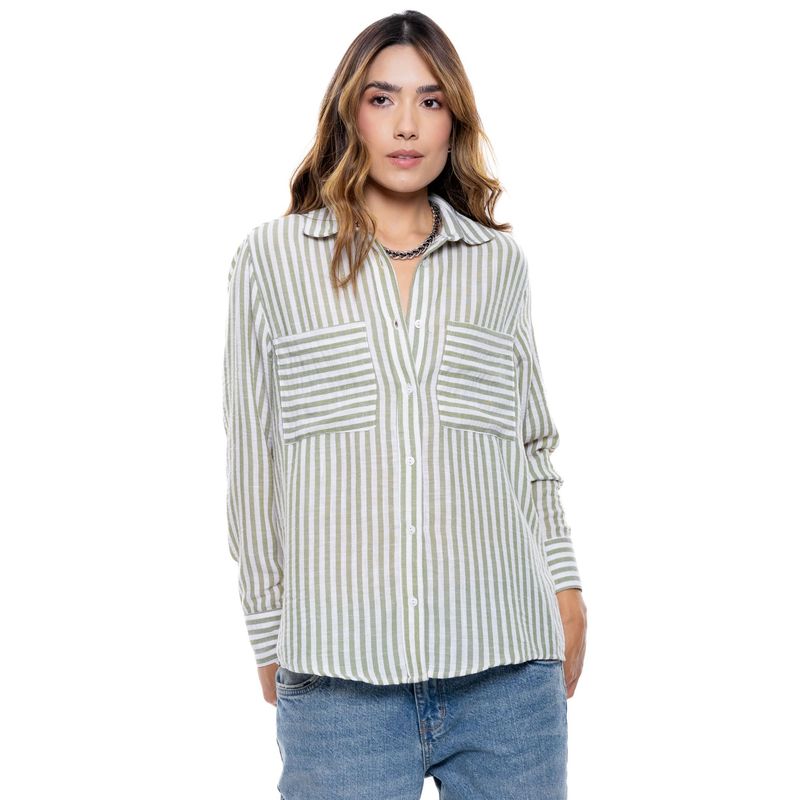 COLOR BLUE - Camisa Oversized A Rayas