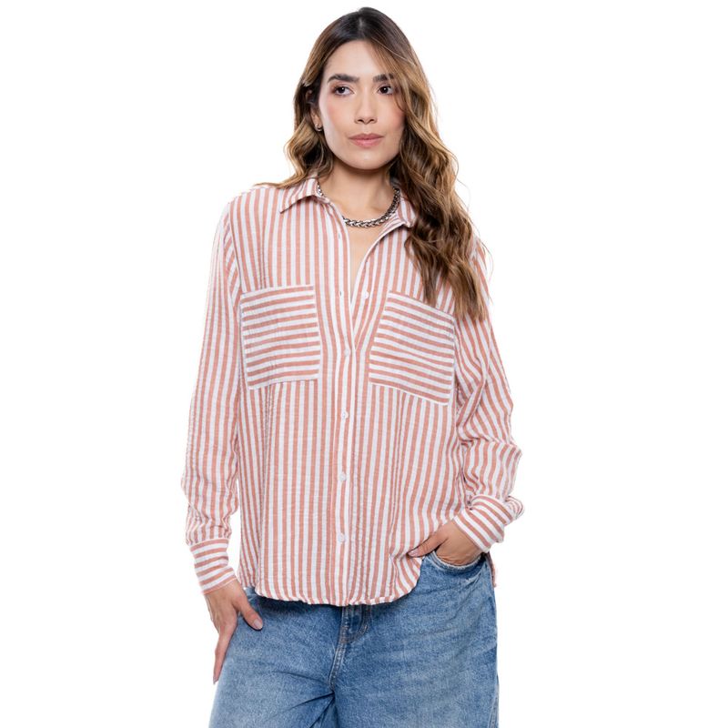 COLOR BLUE - Camisa Oversized A Rayas