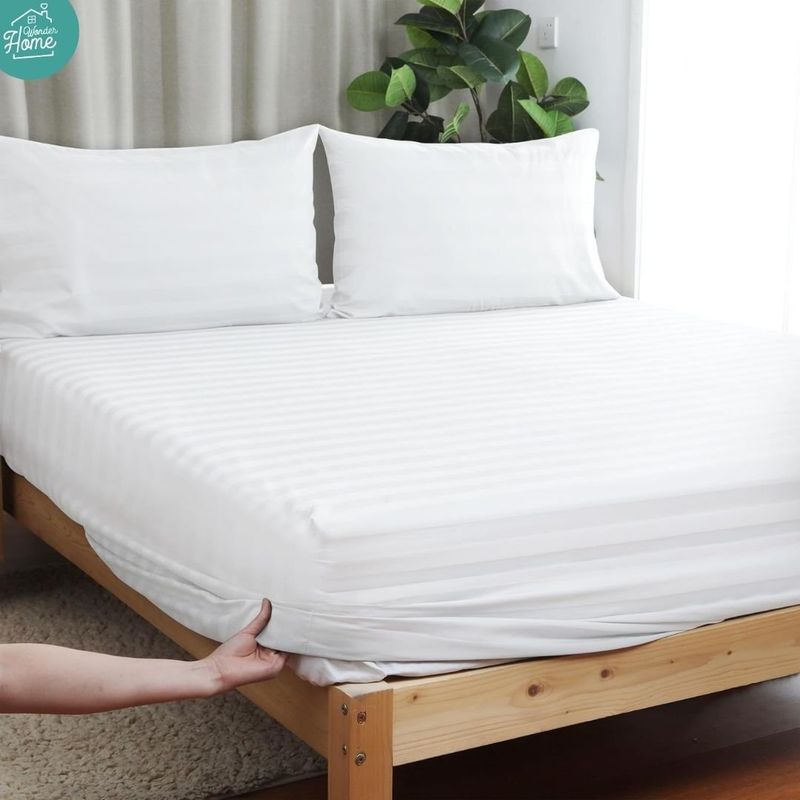 WONDER HOME - Sábana ajustable + 2 fundas  Blanco Cama King microfibra suave