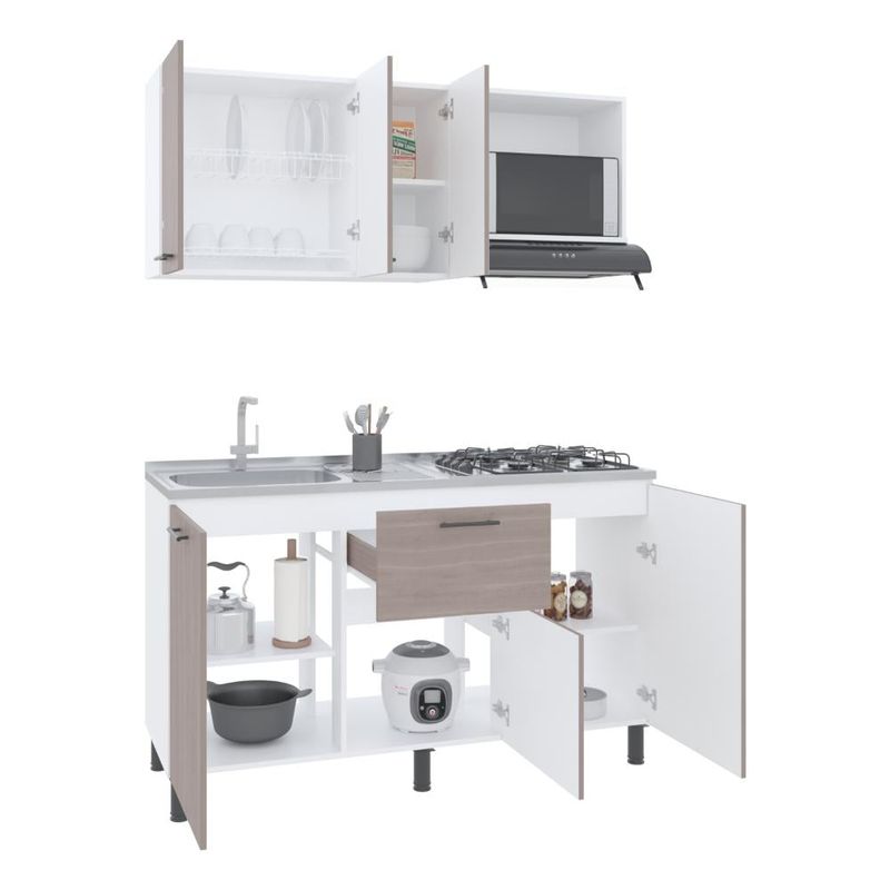 RTA DESIGN - Cocina Integral Paolo Bardolino y Blanco incluye Mesón Pozuelo Izquierdo