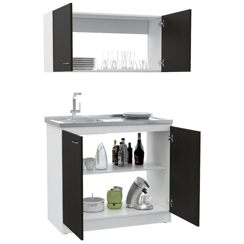 RTA DESIGN - Cocina Integral Cantabria Blanco Duqueza y Wengue Incluye Mesón Izquierdo ZF