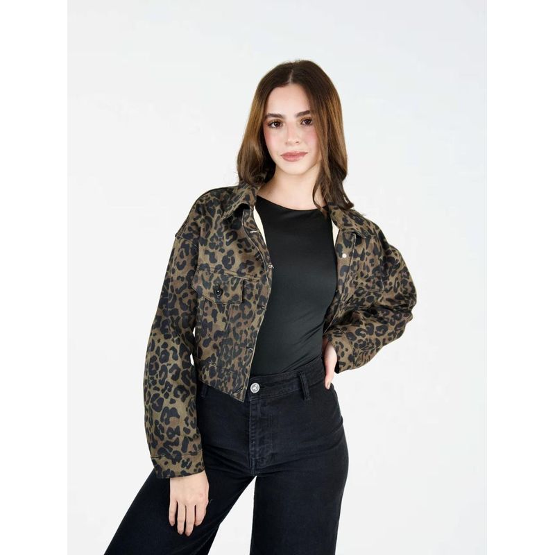 MOLGOA - Chaqueta Para Mujer Oversized Estampado Animal Print  - The Santorini