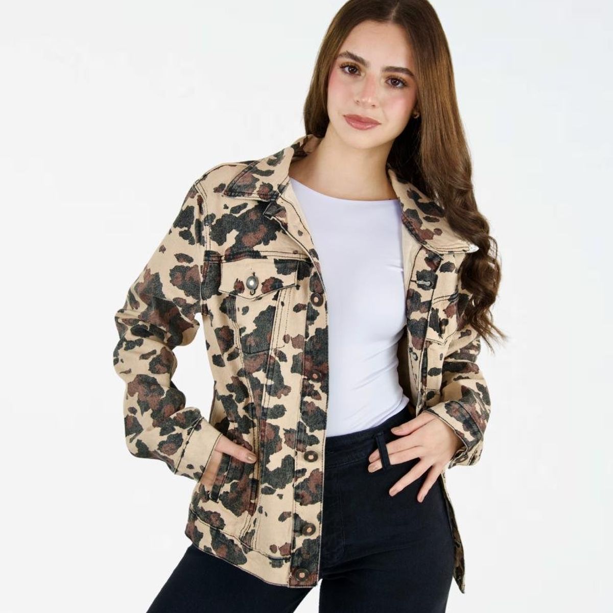 MOLGOA - Chaqueta Para Mujer Oversized Estampado Vaca - The Milan
