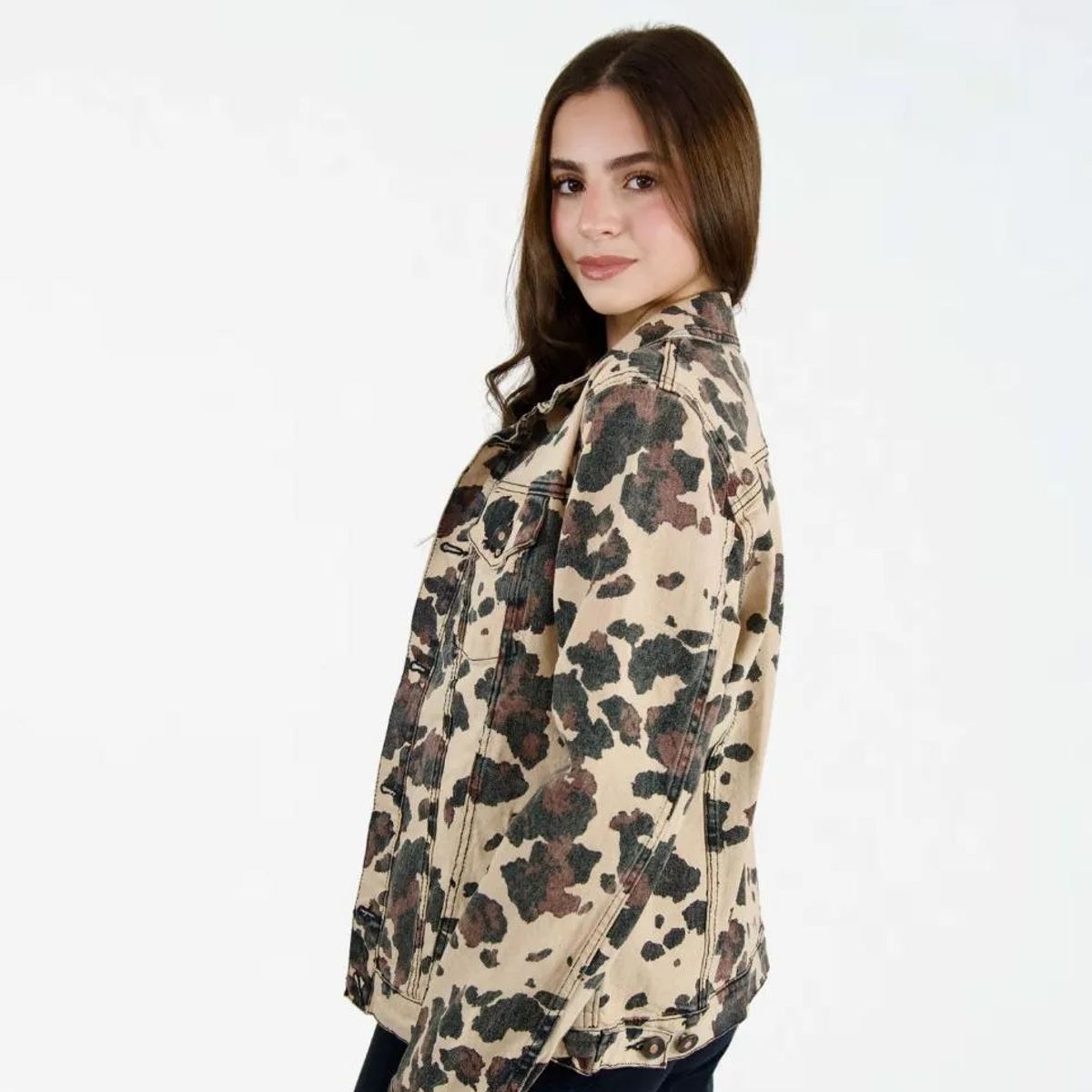 MOLGOA - Chaqueta Para Mujer Oversized Estampado Vaca - The Milan