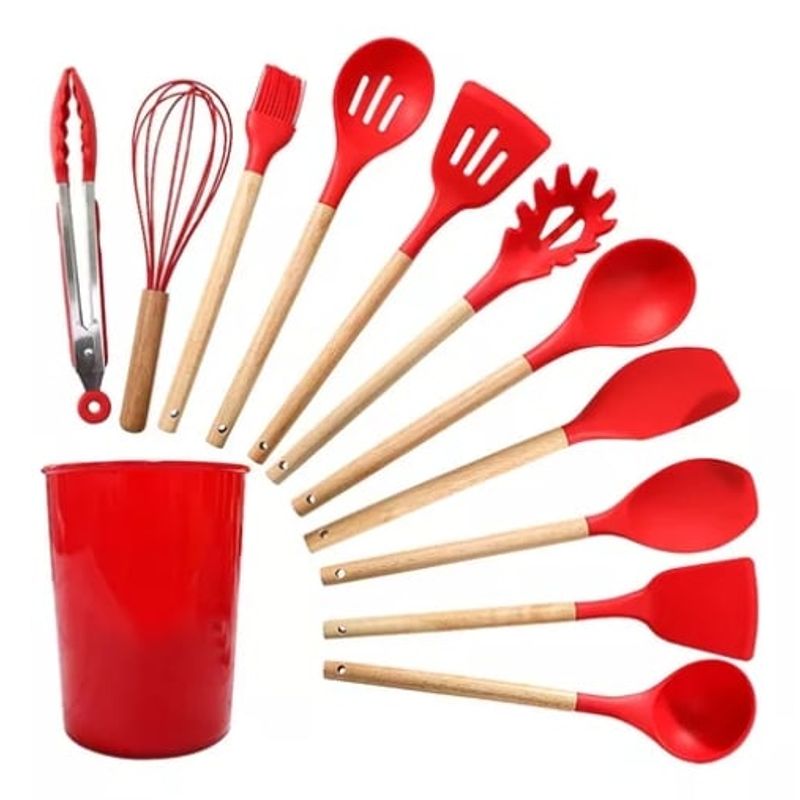 GENERICO - Juego 12 Utensilios De Cocina Silicona Resistente Al Calor