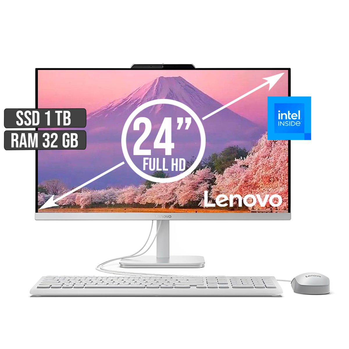 Lenovo - TODO EN UNO LENOVO INTEL N100 SSD 1TB RAM 32GB LED 24 FULL HD