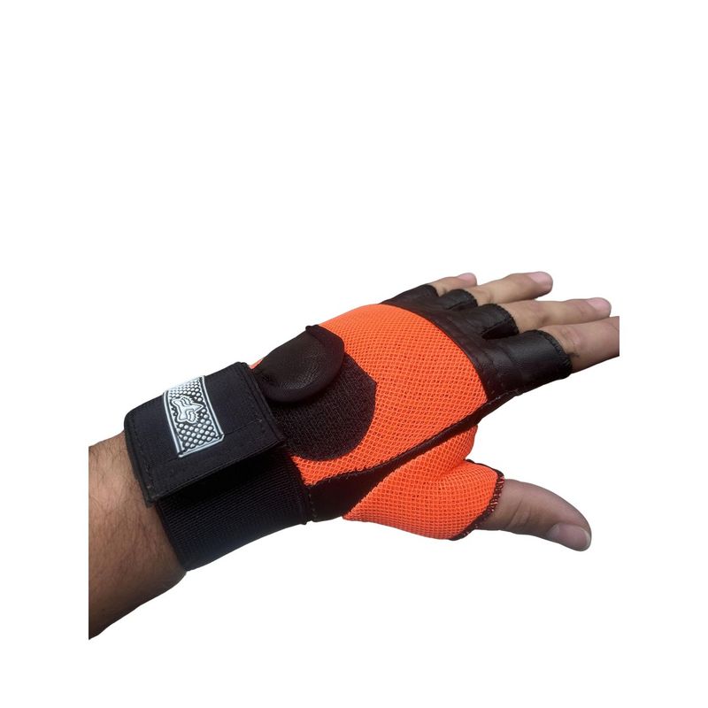 GENERICO - guantes gimnasio sin dedos color naranja