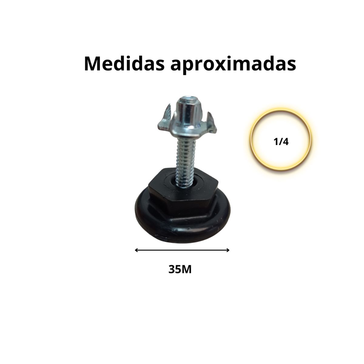 GENERICO - Nivelador Plano Tornillo 1-4 + Tuerca Uña Para Muebles X4und