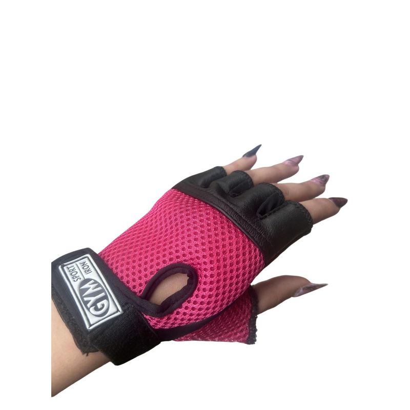 GENERICO - guantes gimnasio sin dedos color rosa