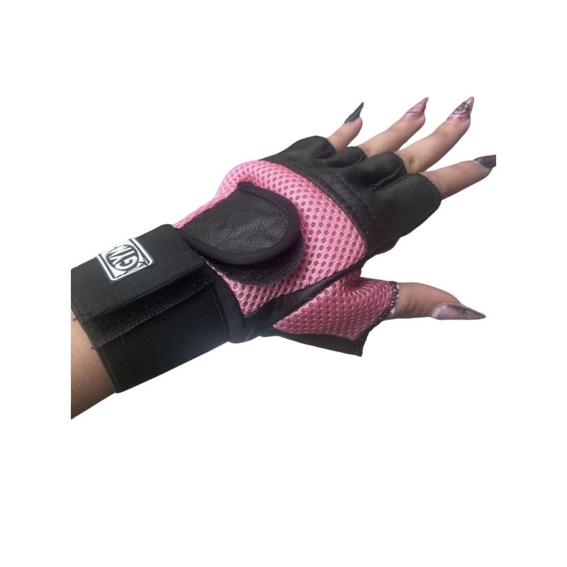 GENERICO - guantes gimnasio sin dedos color rosa claro
