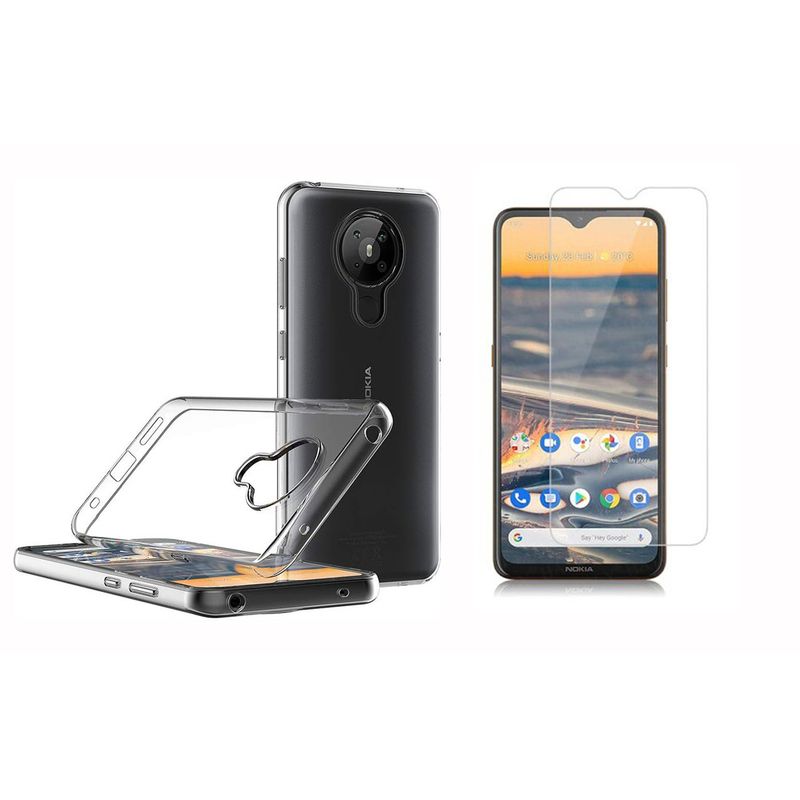 GENERICO - Funda Goma Transparente + Vidrio Templado Para NOKIA 5.3
